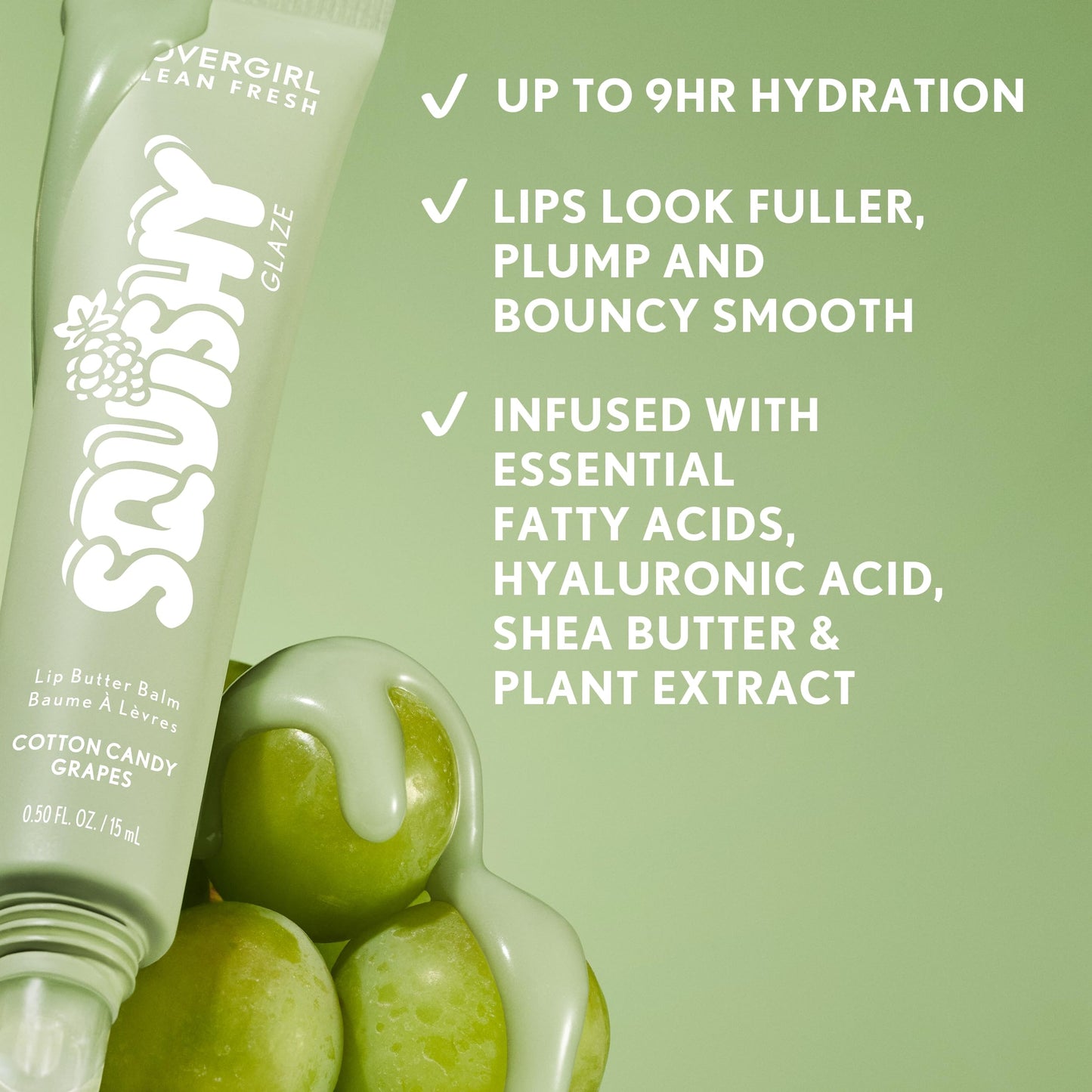 COVERGIRL Clean Fresh Squishy Glaze™ Lip Butter Balm, Flavored, Non-Sticky, with Vitamin E & Shea Butter - 120 Cotton Candy Grapes (Sheer Mint) Beauty and Personal Care COVERGIRL