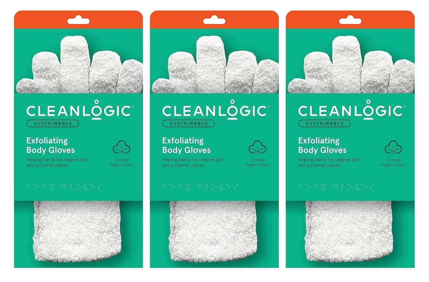 Cleanlogic - Bath Gloves Exfoliating - 2 CT Beauty and Personal Care Cleanlogic