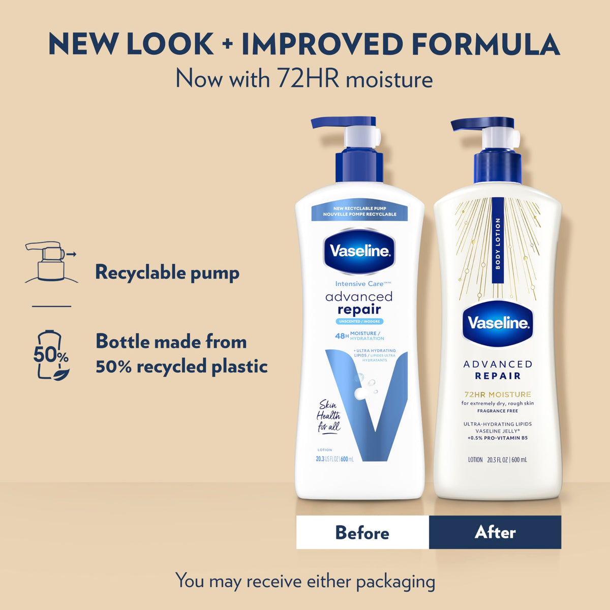 Vaseline Advanced Repair Body Lotion Advanced Repair Unscented for Dry Skin Lotion Made with Ultra-Hydrating Lipids and Vaseline Jelly That Repairs Beauty & Personal Care Vaseline