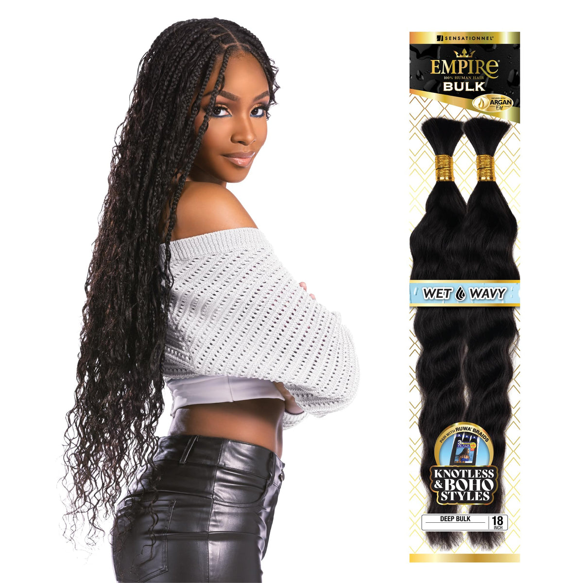 Sensationnel Empire Bulk Braiding-Wet and Wavy Deep,1pk 18in, 2 DARKBROWN