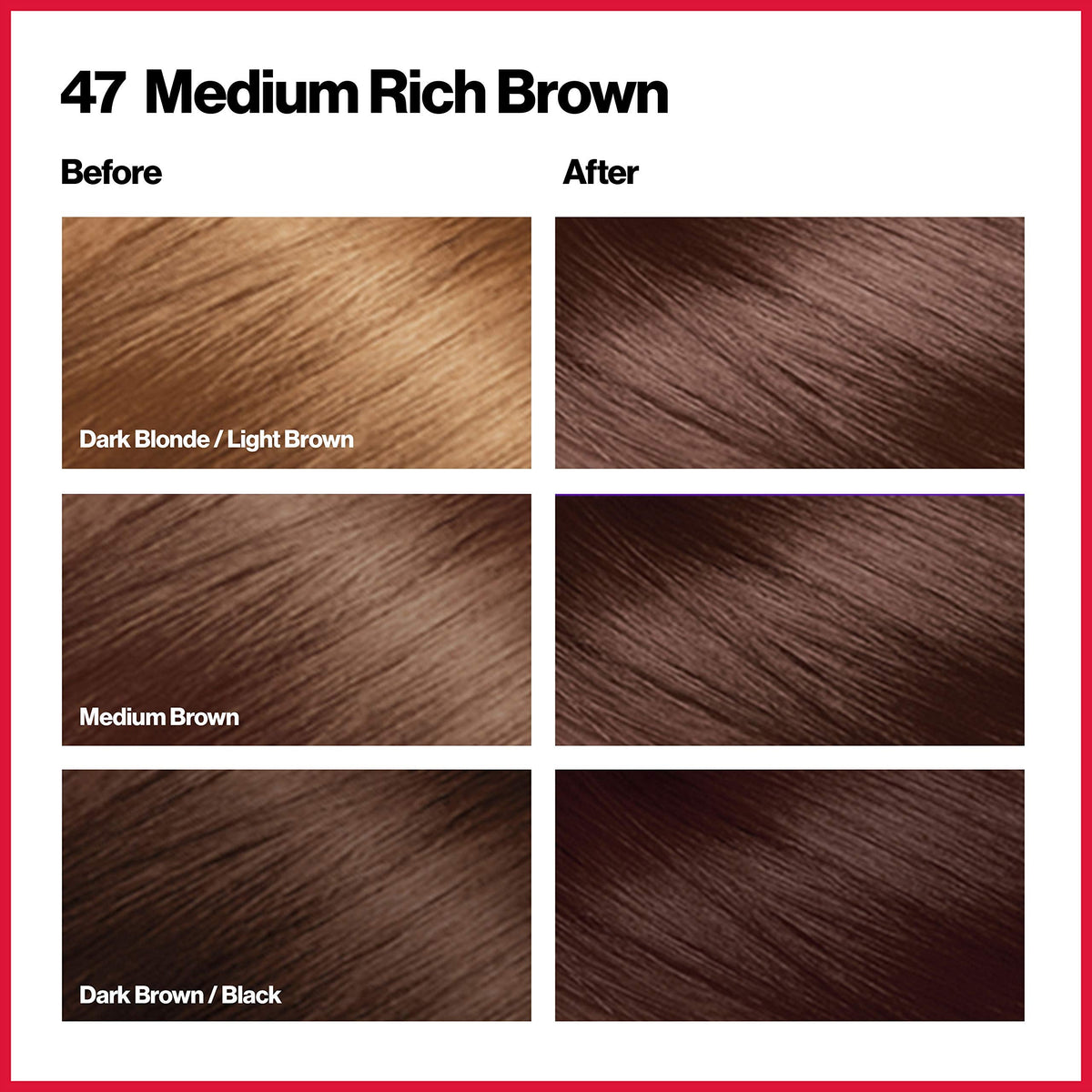 Revlon Permanent Hair Color, Permanent Hair Dye, Colorsilk with 100% Gray Coverage, Ammonia-Free, Keratin and Amino Acids, 47 Medium Rich Brown, 4.4 Beauty & Personal Care REVLON