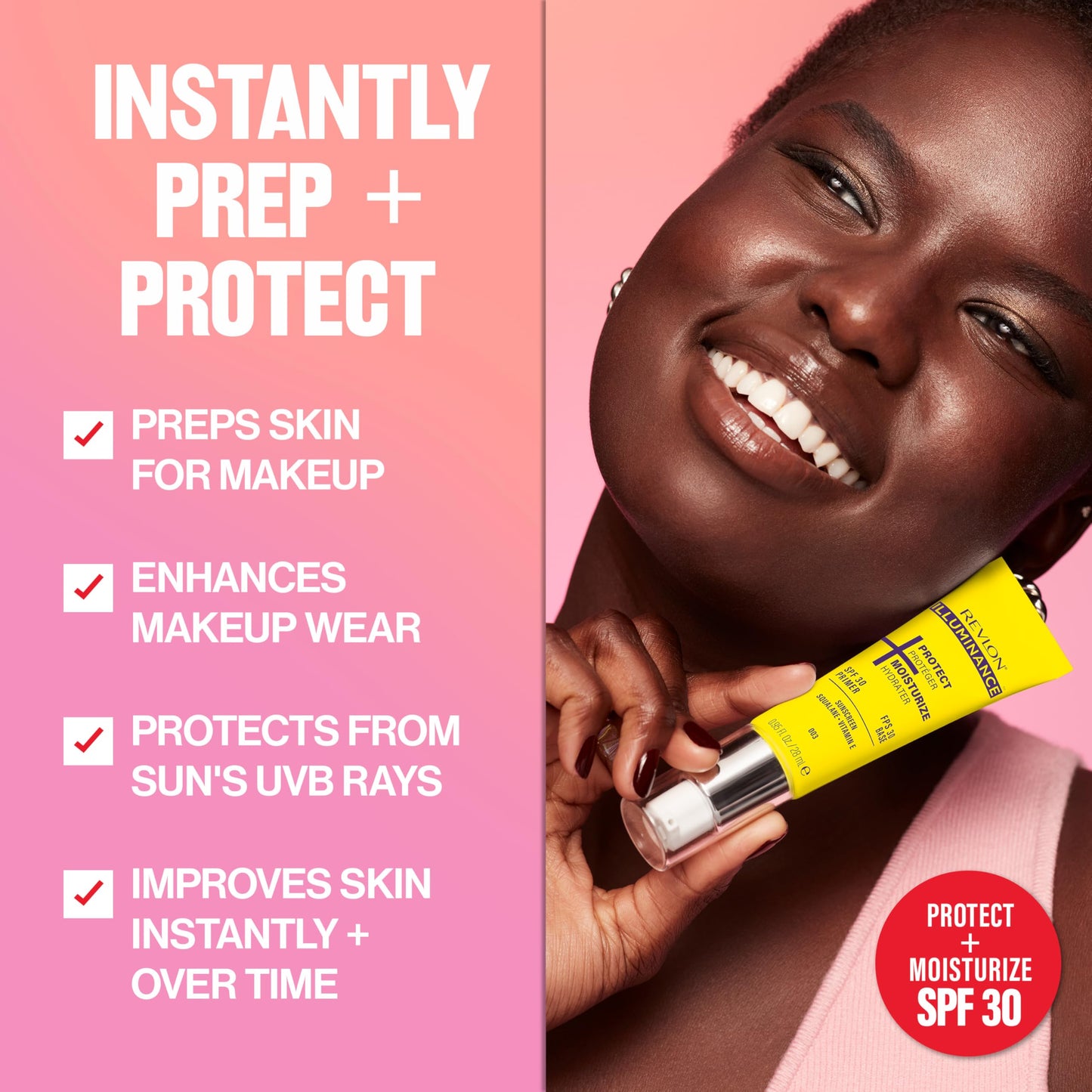 Revlon Illuminance Moisturizing Primer with SPF 30, Face Makeup Primer with Sunscreen, Squalane & Vitamin E, No White Cast, Transparent Finish, 003 Beauty & Personal Care REVLON