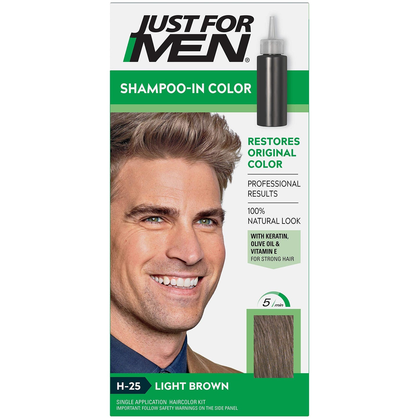 Just For Men Original Formula Men's Hair Color Light Brown H-25 - 1 Application Beauty & Personal Care Just for Men