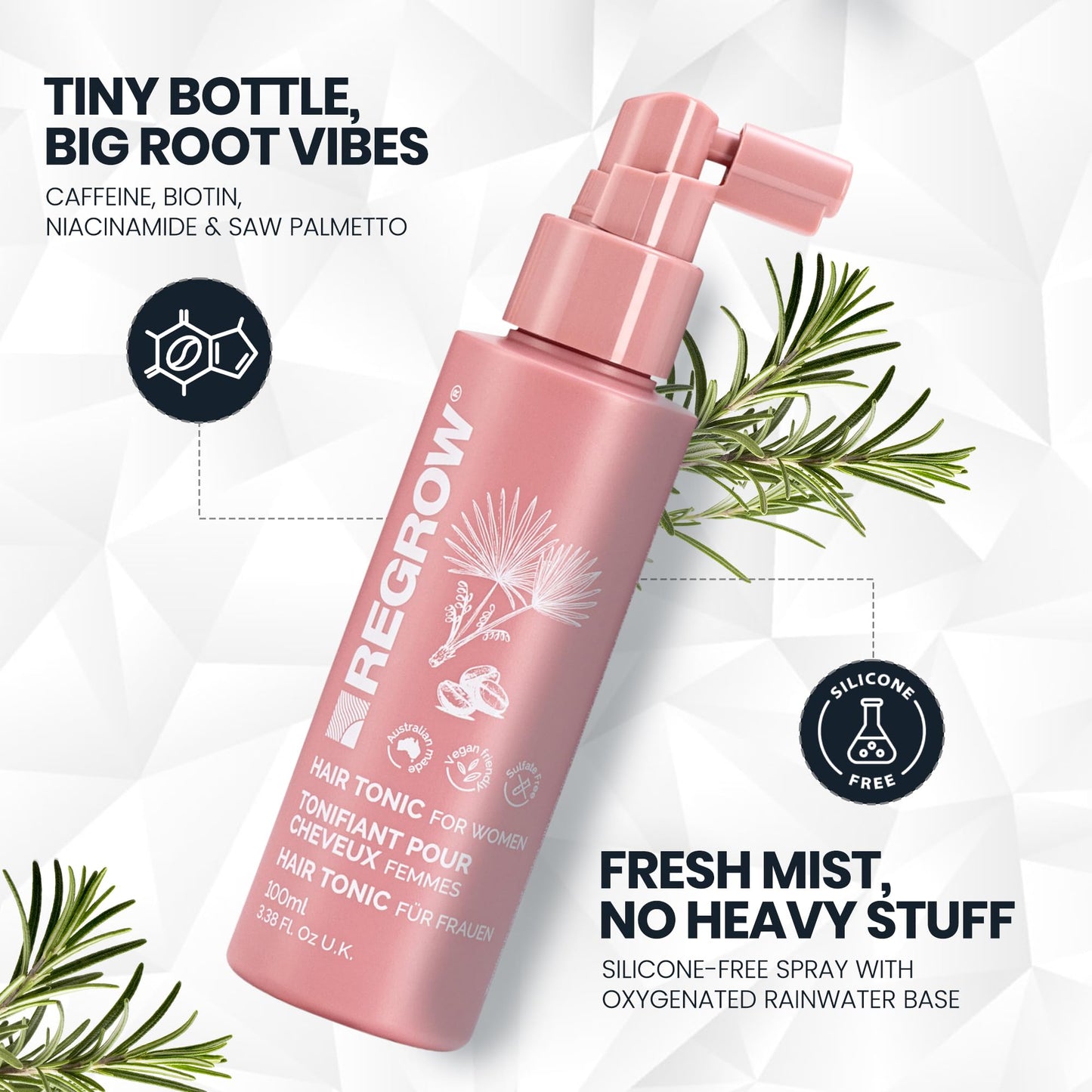 Regrow Hair RegrowthTreatment For Women. Full Set Shampoo, Conditioner & Hair Tonic, For Thicker Fuller Hair, With Caffeine Biotin & Niacinamide Beauty & Personal Care REGROW