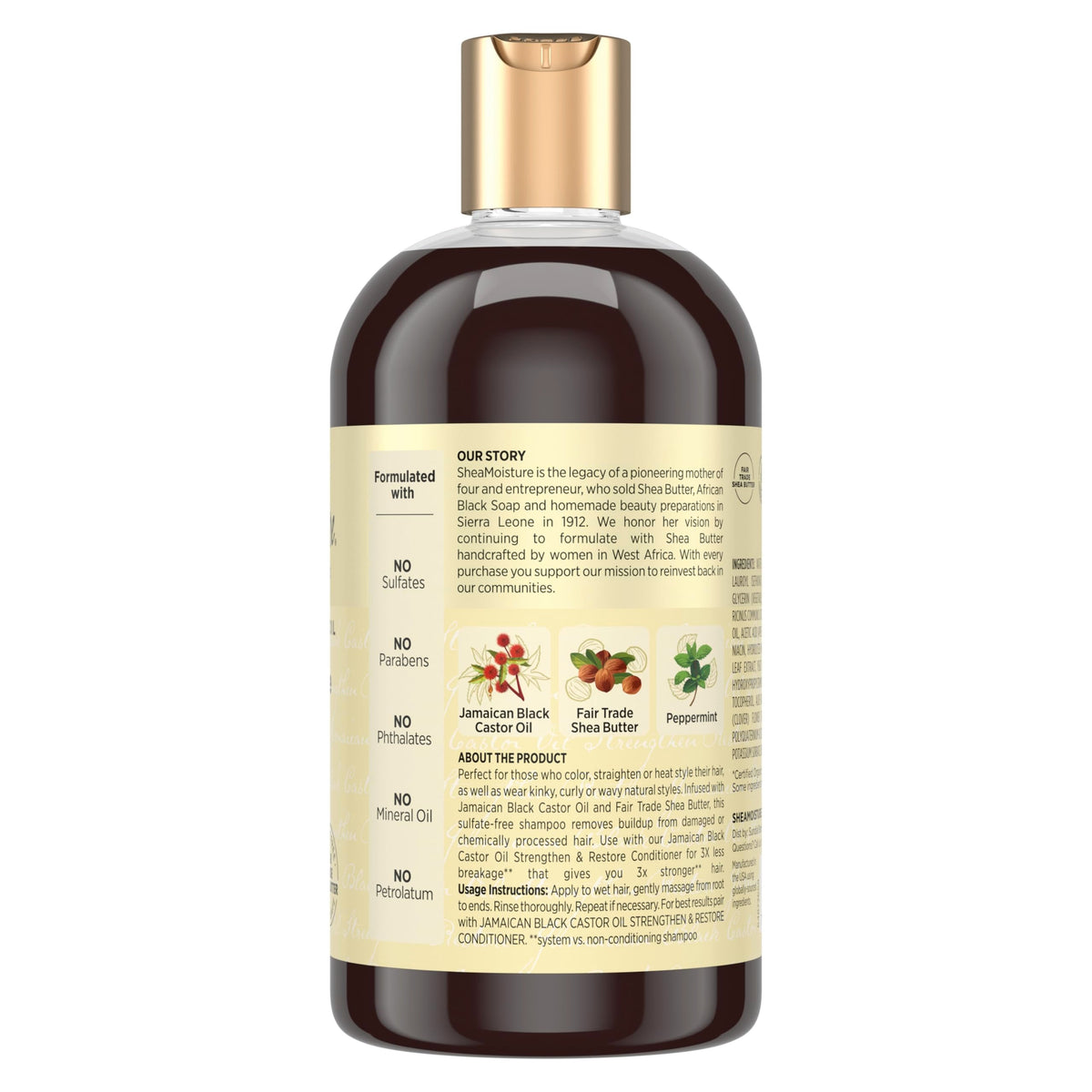 SheaMoisture Strengthen and Restore Shampoo Pure Jamaican Black Castor Oil for Damaged Hair To Cleanse and Nourish Hair 13 oz Beauty & Personal Care SheaMoisture
