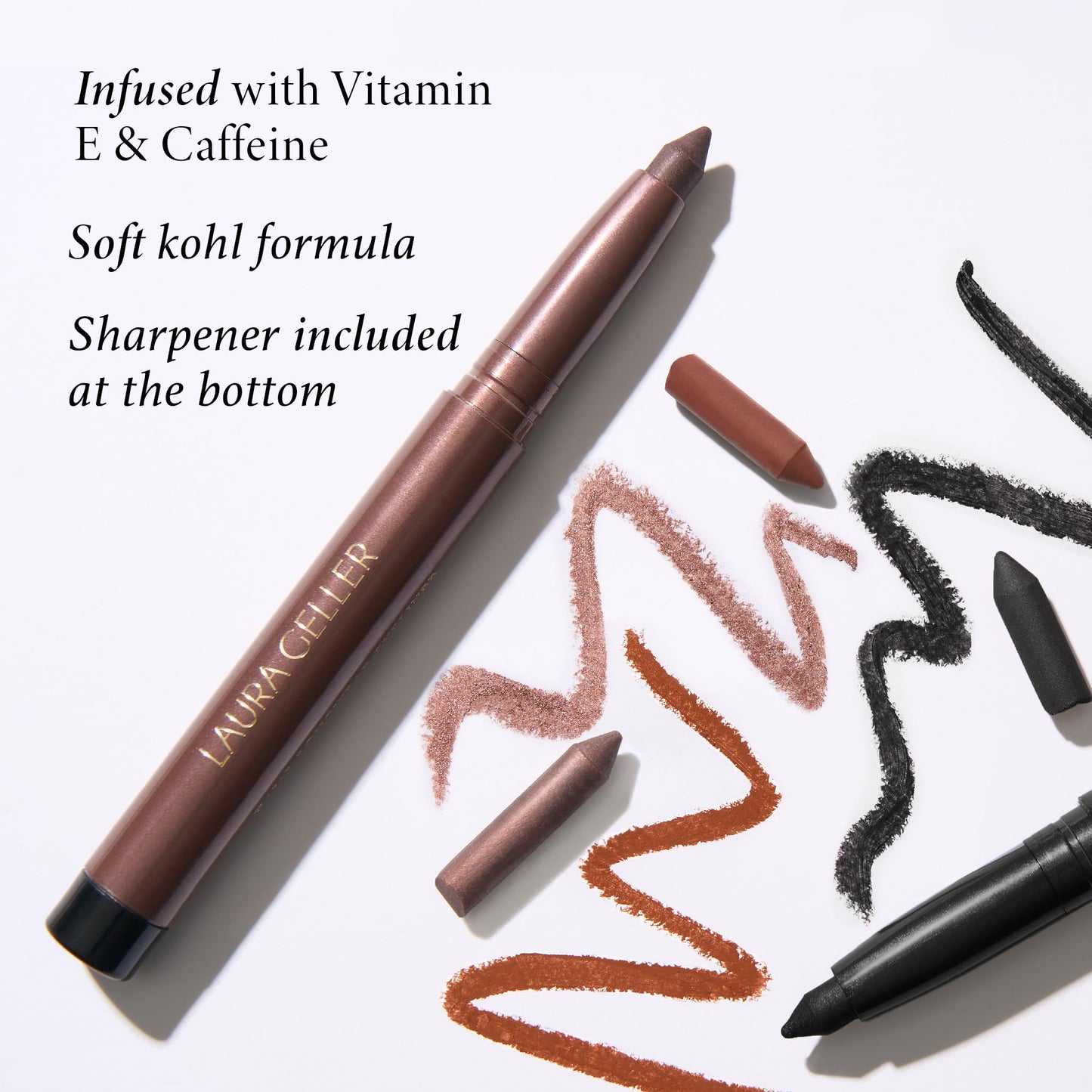 LAURA GELLER NEW YORK Kajal Longwear Kohl Eyeliner Pencil - Soft Black - Smooth, Blendable Application, Long-Wearing, Non-Creasing - Infused Beauty and Personal Care LAURA GELLER NEW YORK