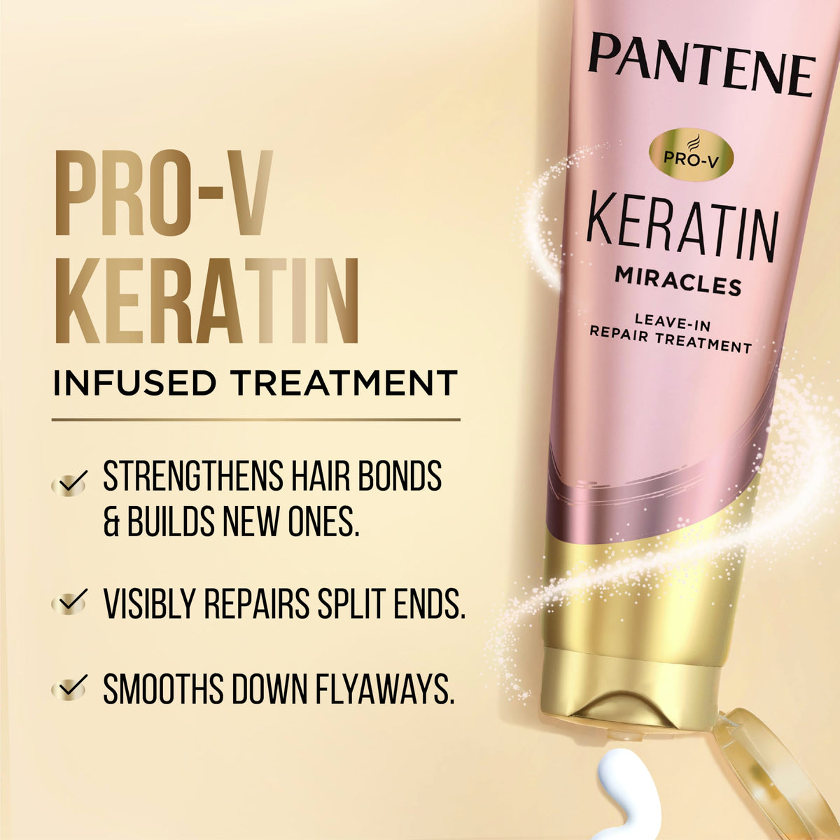 Pantene Keratin Leave-In Conditioner with Argan Oil, Protein Treatment for Dry, Damaged & Color-Treated Hair, Repairs Split Ends & Protects from Beauty & Personal Care Pantene