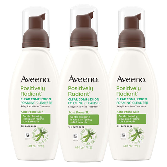 Aveeno Clear Complexion Foaming Oil-Free Facial Cleanser with Salicylic Acid Acne Medication for Breakout-Prone Skin & Soy Extracts, Hypoallergenic Beauty & Personal Care Aveeno