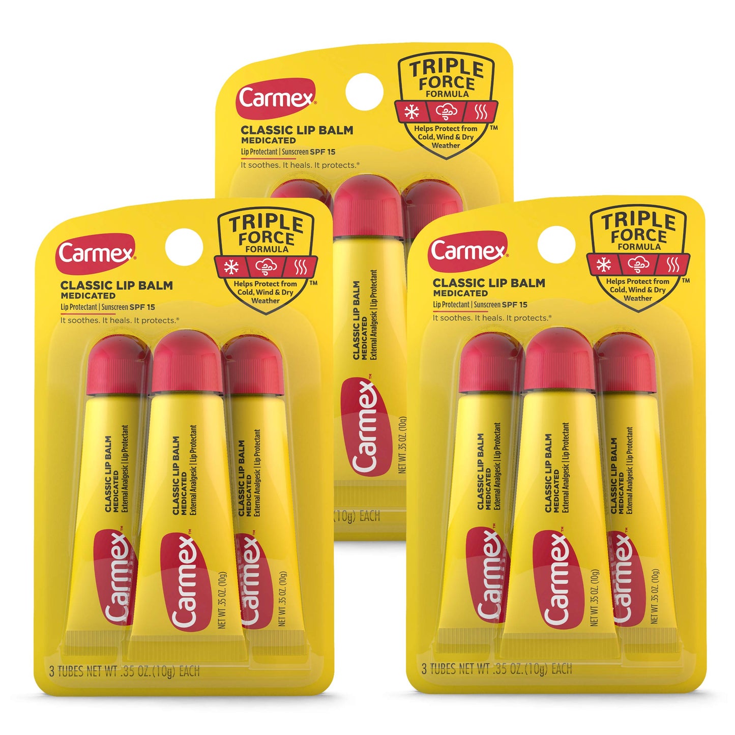 Carmex Classic Medicated Lip Balm Tubes, Lip Moisturizer for Chapped Lips, 9 Count (3 Packs of 3) Beauty and Personal Care Carmex