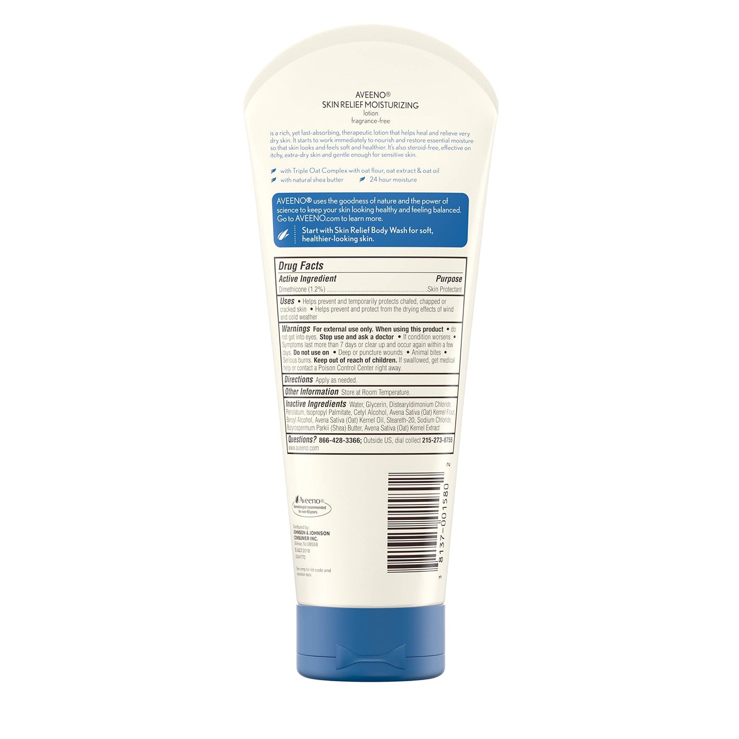 Aveeno Skin Relief 24-Hour Moisturizing Lotion for Sensitive Skin with Natural Shea Butter & Triple Oat Complex, Unscented Therapeutic Lotion Beauty & Personal Care Aveeno