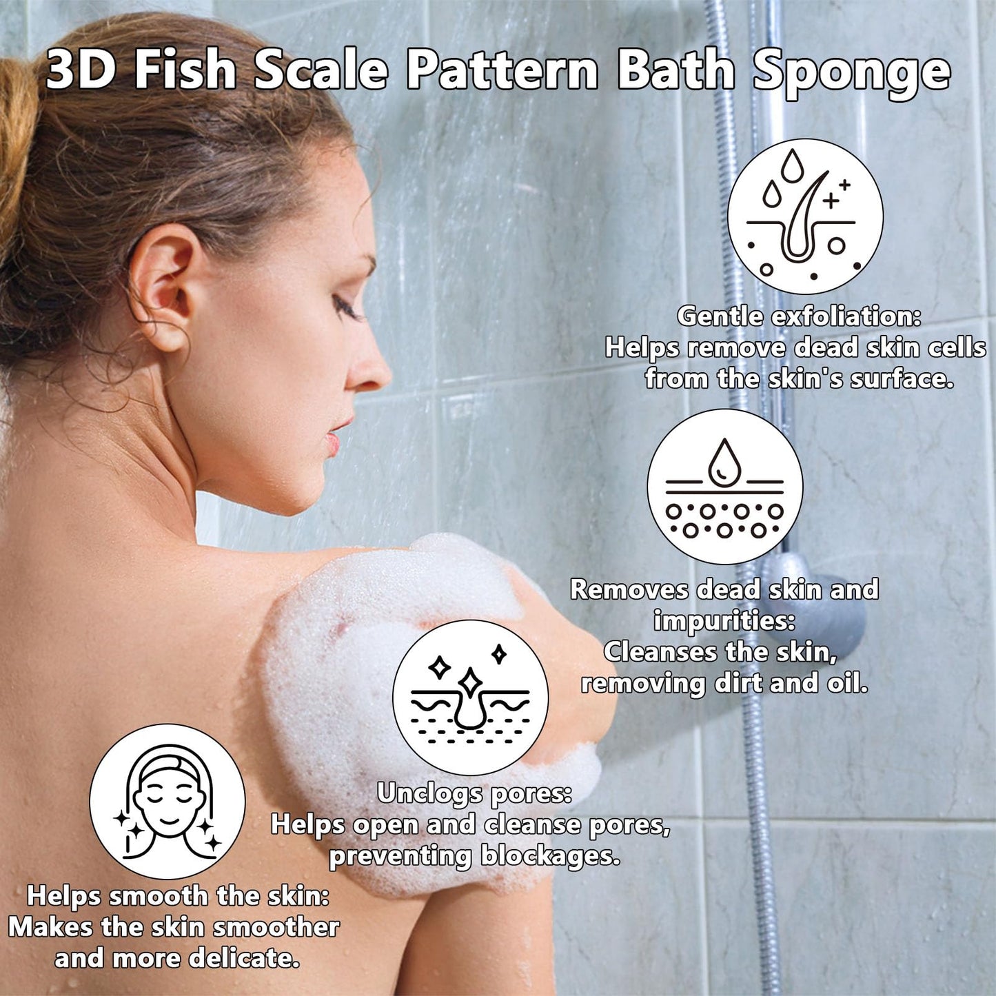 Gonetre Exfoliating Bath Sponge Soft Bath Sponge Brush Dead Skin Remover for Body Reusable Shower Sponge for Adult Baby (1) Beauty and Personal Care Gonetre