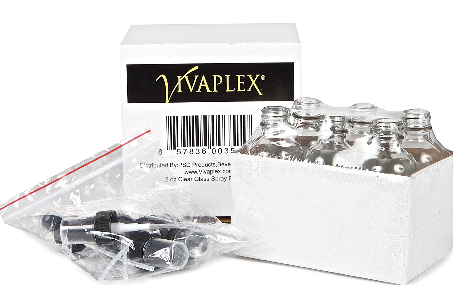 Vivaplex, 6, Clear, 2 oz Glass Bottles, with Black Fine Mist Sprayers Beauty & Personal Care Vivaplex