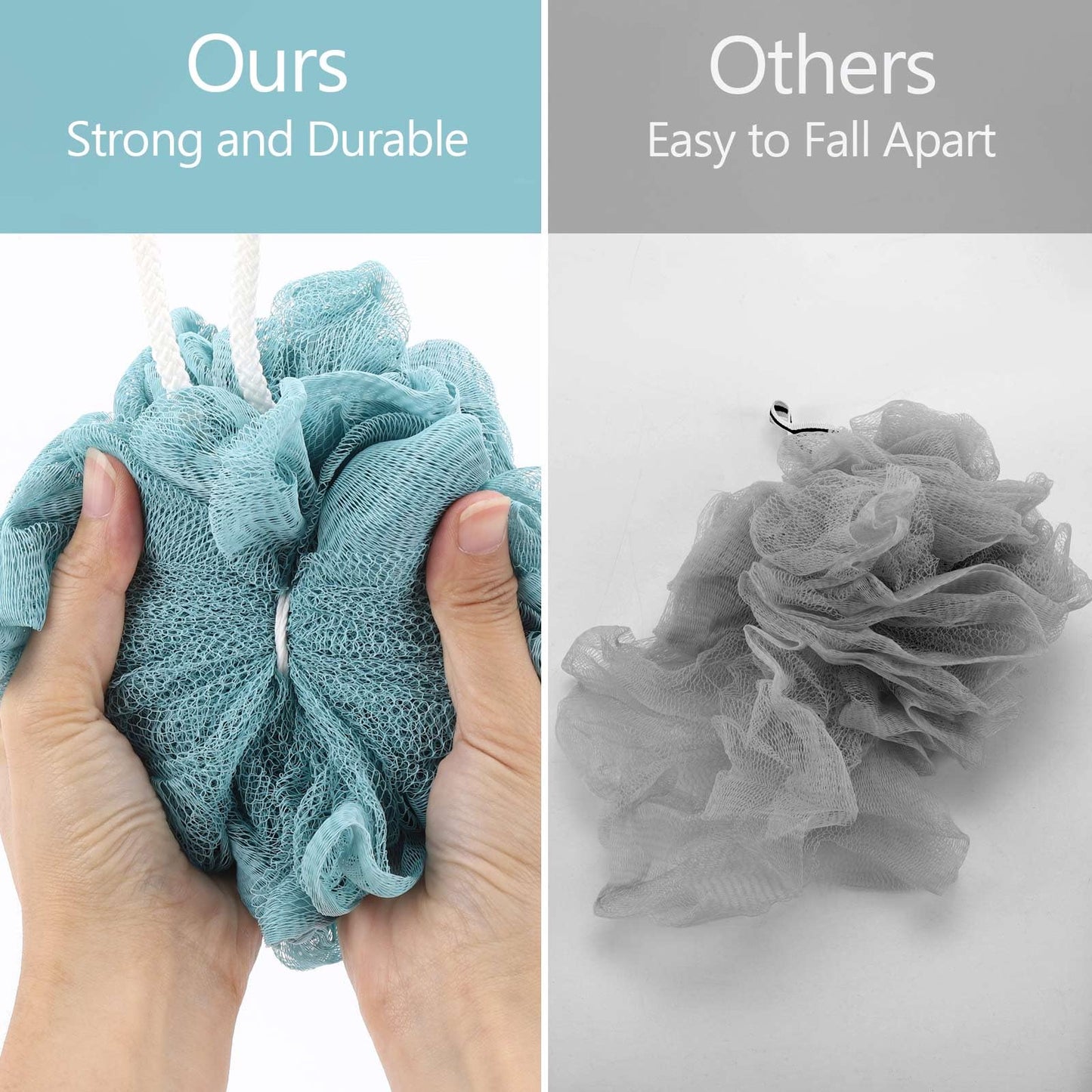 BTYMS 4 Pcs Loofah Sponge 60g/pc Mesh Pouf Bathing Sponges Bath Scrunchies Shower Puff Beauty & Personal Care BTYMS