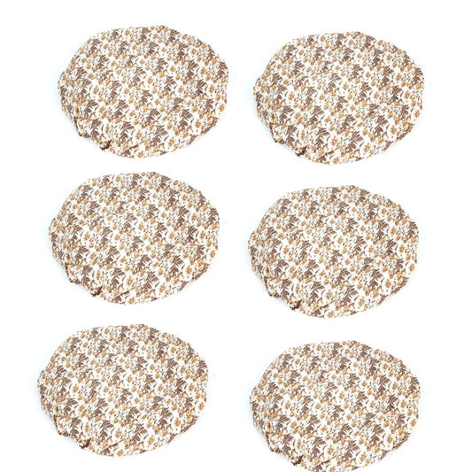 Ruilogod Woman Floral Pattern Waterproof Bath Shower Cap Hat Brown Beige 6 Pcs (id: e8e 606 5b4 49e 5a1 Beauty and Personal Care Ruilogod