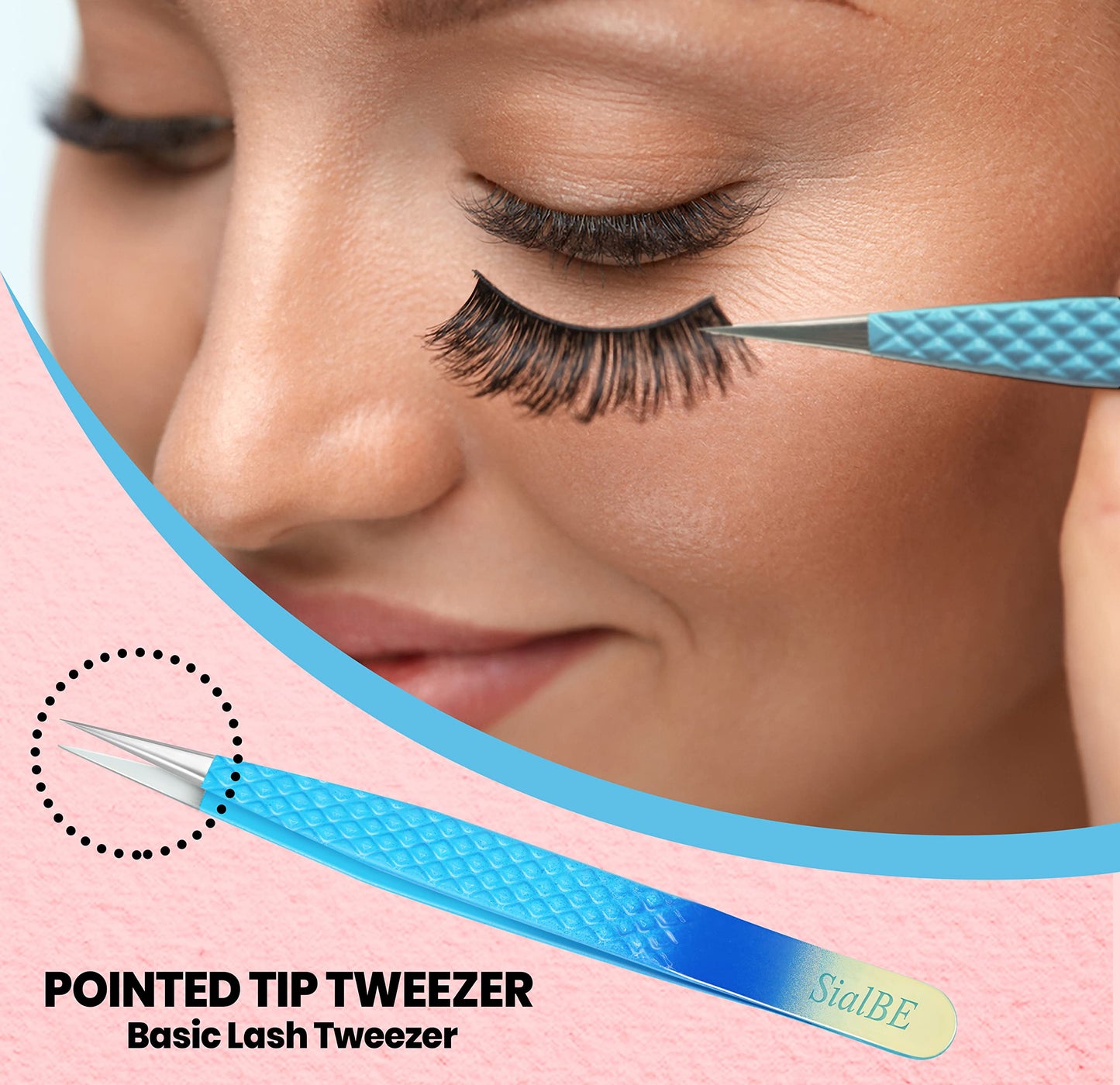 Eyelash Extension Tweezers-3 Pcs Diamond Grip Lash tweezers For Eyelash Extensions-SialBE Straight And Curved L-Shape Eyelash Tweezers, Tweezers Beauty & Personal Care SialBE