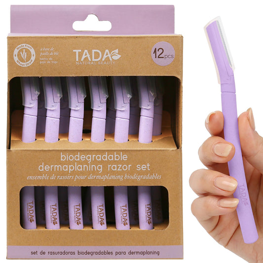 TADA BEAUTY Biodegradable Dermaplaning Tool 12pk, Face Eyebrow Face Razors, Face Shaver & Exfoliating (Lavender) Beauty and Personal Care TADA BEAUTY