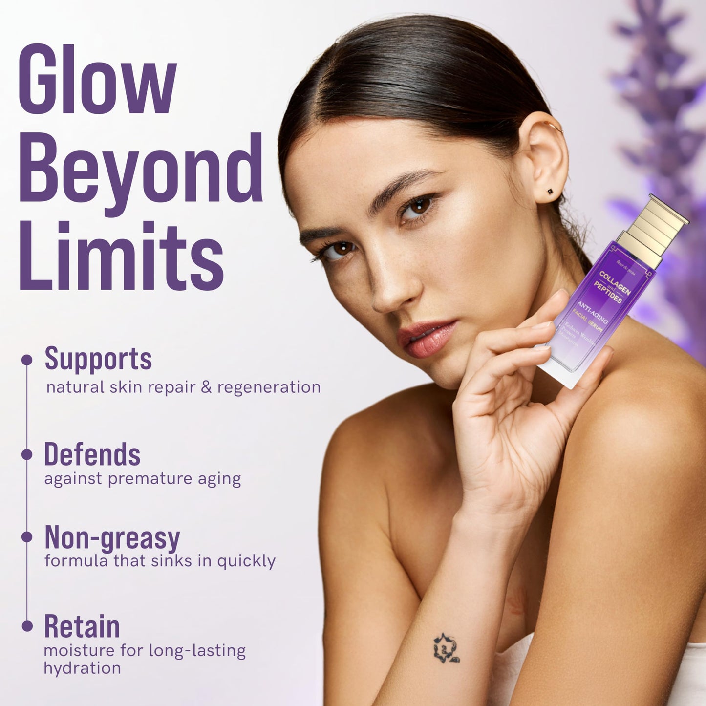 Fleur De Peau Collagen & Peptides Serum For Face - Dermatologist Tested, Anti-Aging, Ultra Hydrating, Plumping & Firming, for Fine Lines & Wrinkles Beauty & Personal Care Fleur De Peau