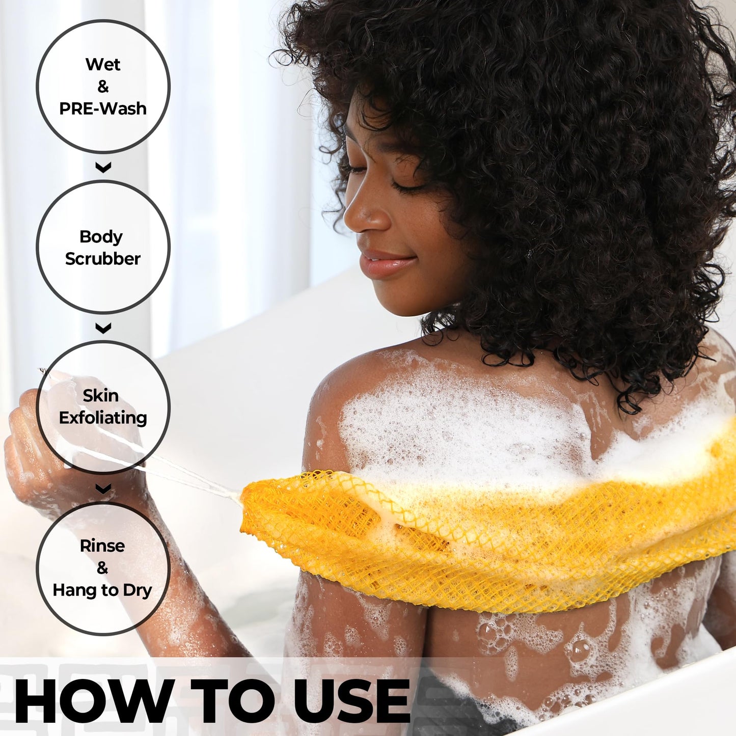 African Net Sponge Authentic - Exfoliating Back Scrub Bath Sponge with Knots - Afro Scrub Body Scrubber Exfoliator Washcloth - African Body Care Daily Beauty and Personal Care RelaxScene