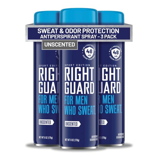 Right Guard Sport Unscented Antiperspirant & Deodorant Spray - 4-in-1 Protection Spray Deodorant For Men, Blocks Sweat, 48-Hour Odor Control Beauty and Personal Care Right Guard