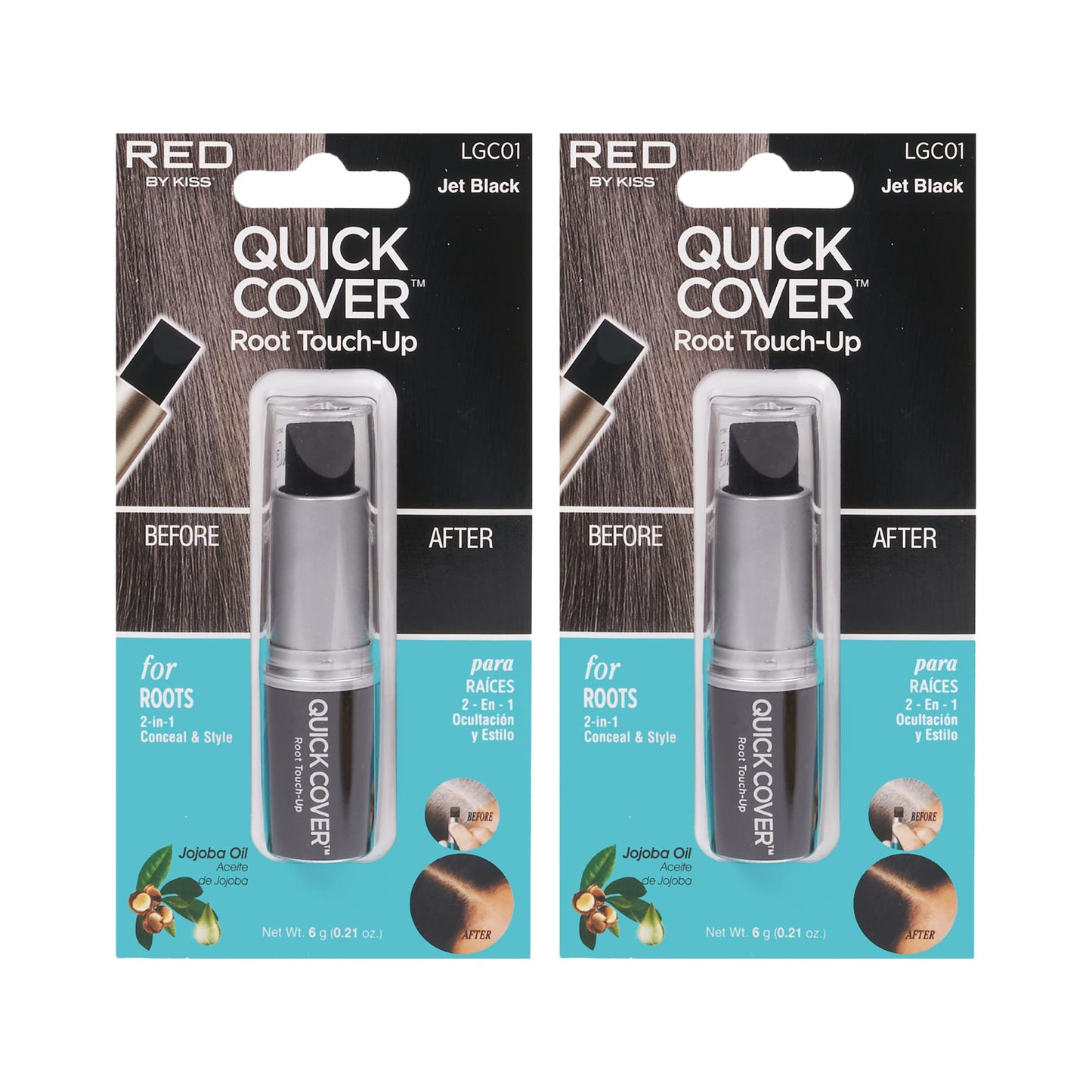 RED by Kiss Quick Cover Root Touch Up Stick, Water-Resistant Temporary Gray Hair Concealer with Brush for Roots and Beard, Long-Lasting Coverage, Easy Beauty & Personal Care Red by Kiss