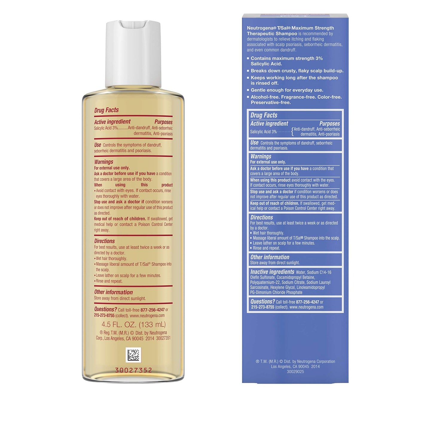 Neutrogena T/Sal Therapeutic Shampoo, Scalp Build-Up Control 4.5 oz, 130 fl oz Beauty & Personal Care Neutrogena