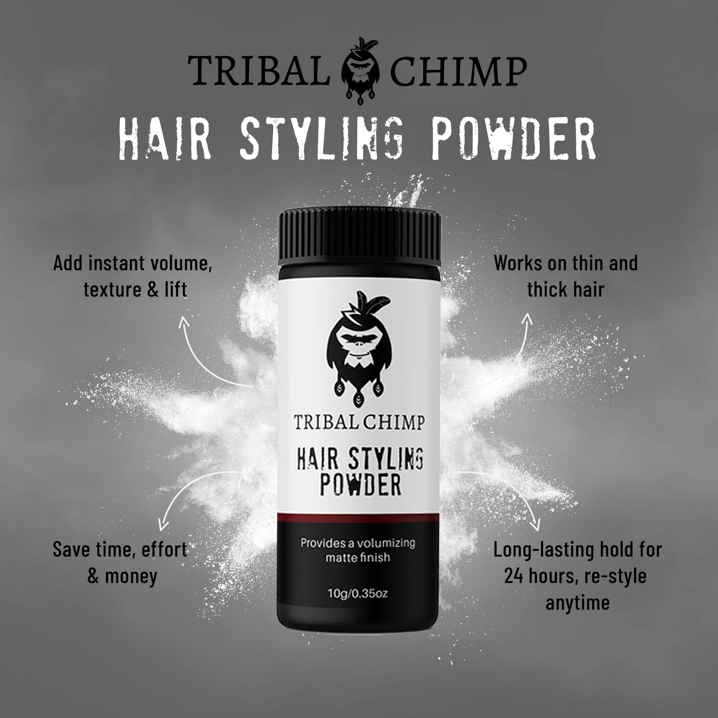 Tribal Chimp Hair Styling Powder, All-day Invisible Hold Hair Volumizer and Texture Powder for Men and Women, Styling Powder with Matte Finish Beauty & Personal Care Tribal Chimp