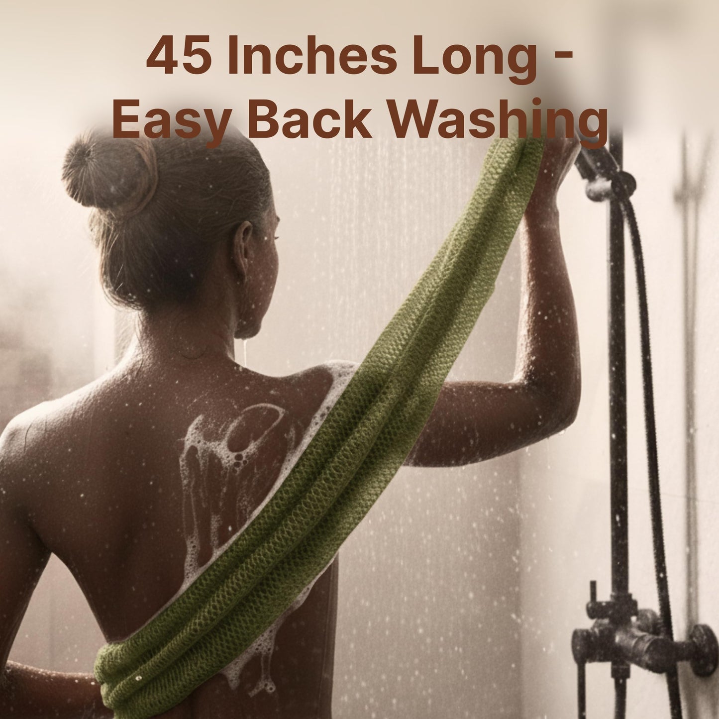 Nubiana African Net Sponge Authentic with Knots, 45 Inch Handwoven Nigerian Exfoliating Body Sponge with Handles, Quick-Drying Nylon Mesh Body Beauty and Personal Care Nubiana