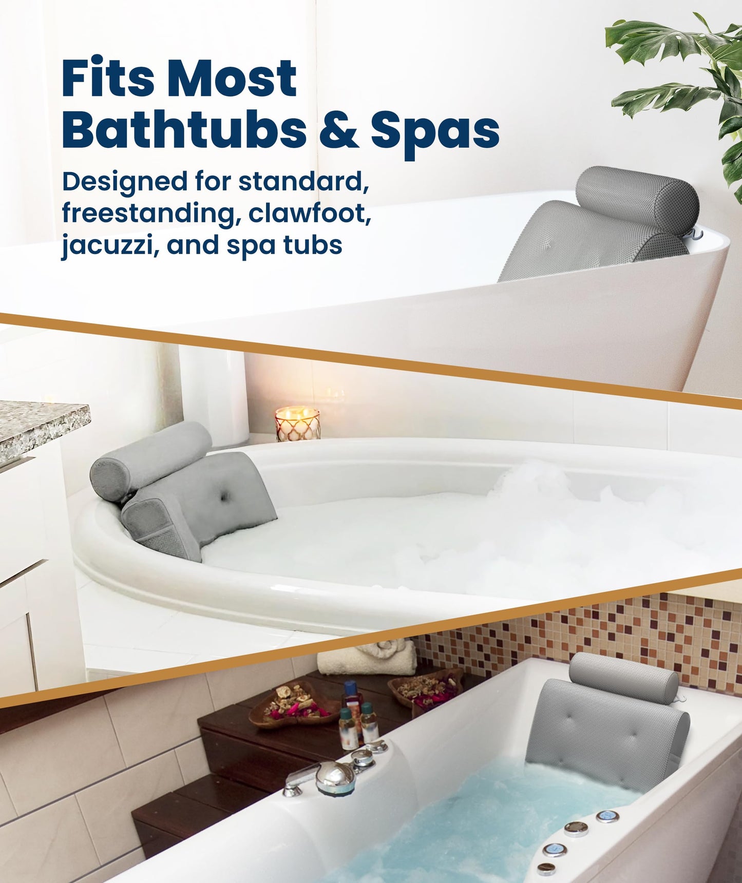 Everlasting Comfort Luxury Bath Pillows for Tub with Head and Neck Support - Non-Slip Bathtub Pillow with Suction Cups, Quick-Drying Mesh & Drying Beauty and Personal Care Everlasting Comfort