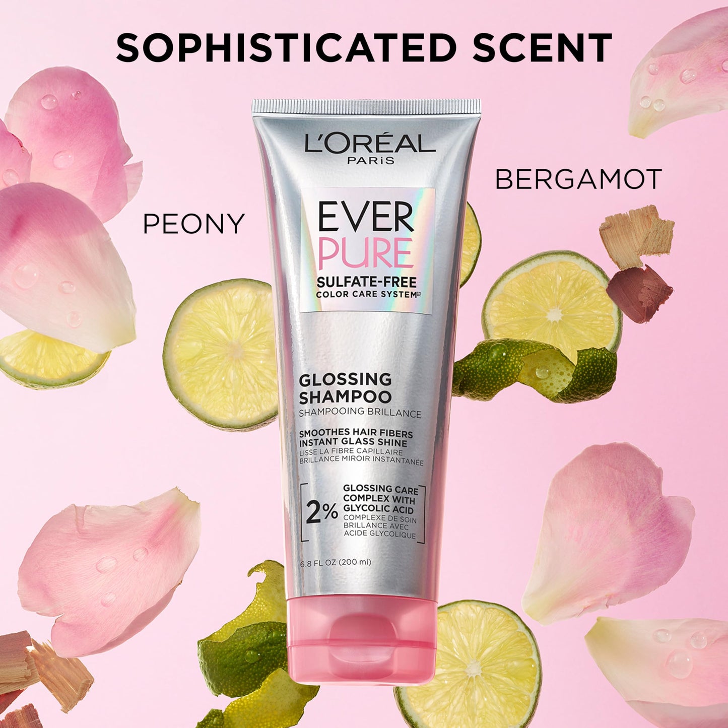 L'Oreal Paris Glossing Sulfate Free Shampoo with Glycolic Acid, Hair Care for Lasting Shine and Smoothness for Dull, Dry Hair, EverPure, 6.8 Fl Oz Beauty & Personal Care L'Oreal Paris