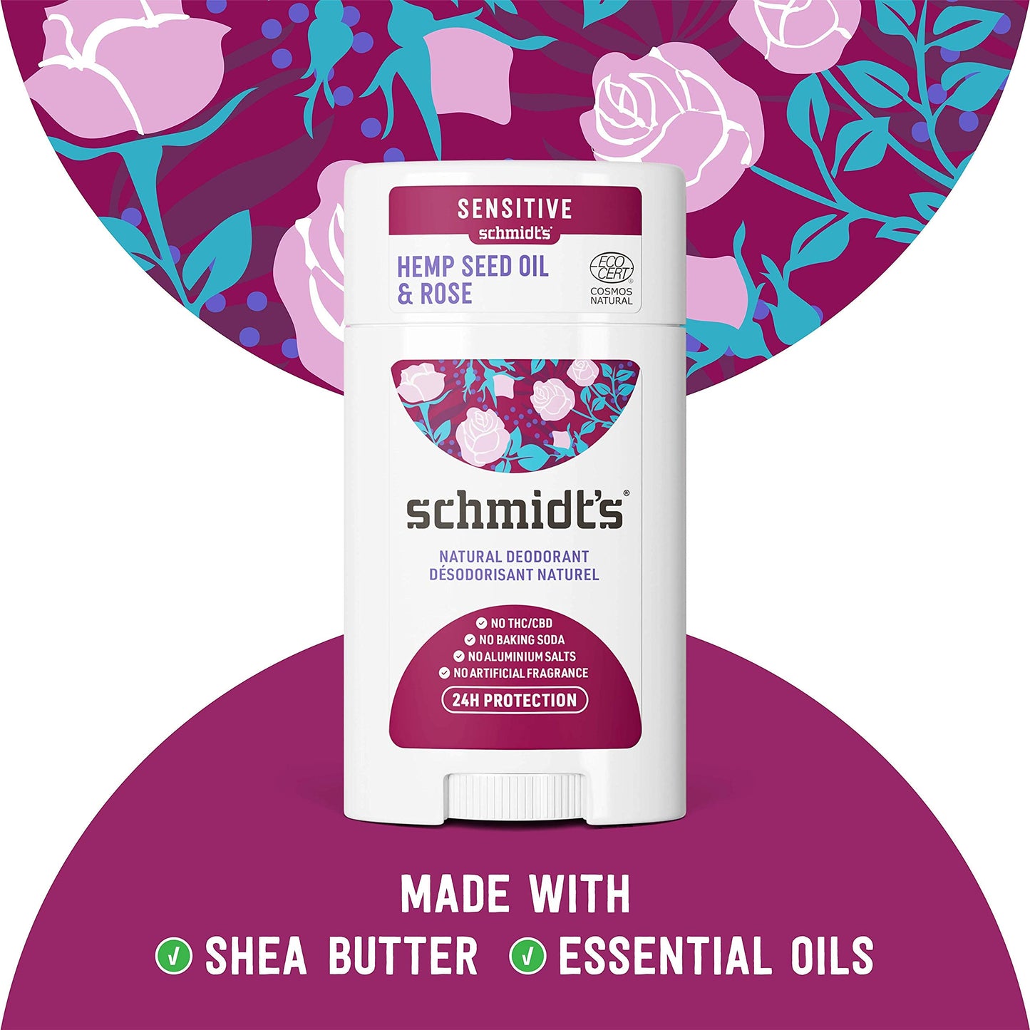 Schmidt's Deodorant For Odor Protection Rose + Black Pepper Aluminum Free Deodorant 2.65 oz Beauty and Personal Care Schmidt's