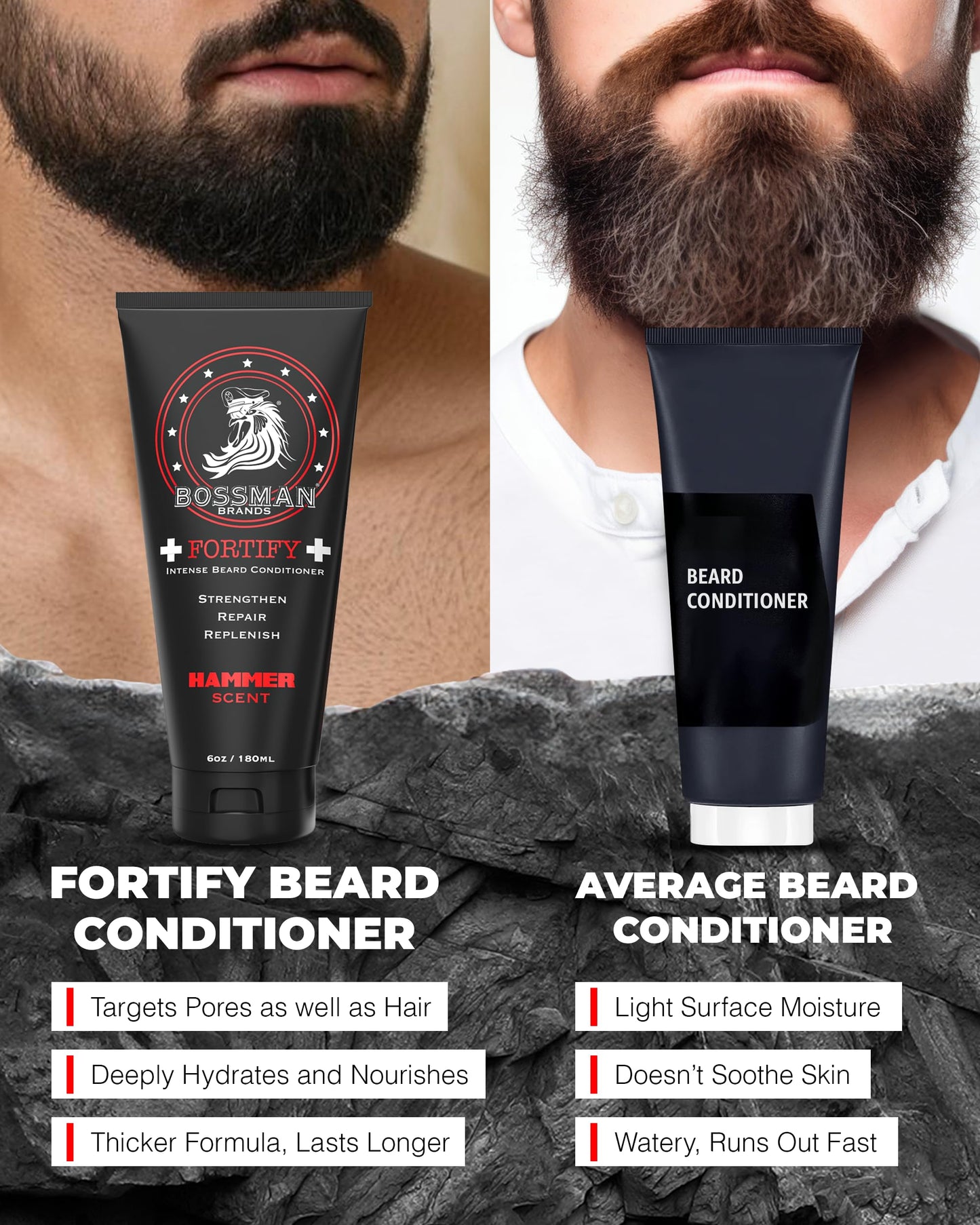 Bossman Fortify Intense Beard Conditioner for Men (Hammer Scent) - Moisturizes, Replenishes & Protects with Natural Ingredients - Thicker Formula Beauty and Personal Care Bossman