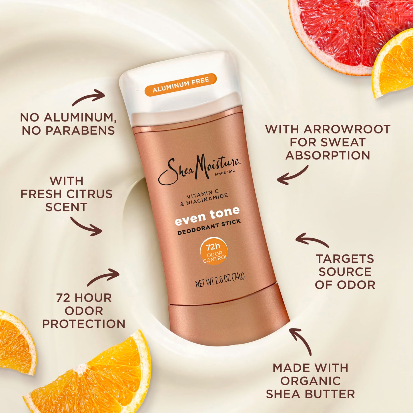 SheaMoisture Deodorant Stick for 72h Odor Control Fresh Aluminum Free 2.6 oz Beauty and Personal Care Shea Moisture