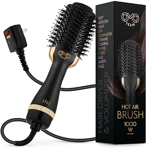 Professional Blowout Hair Dryer Brush, Black Gold Dryer and Volumizer, Hot Air Brush for Women, 75MM Oval Shape (Black Gold) Beauty & Personal Care OMOteam