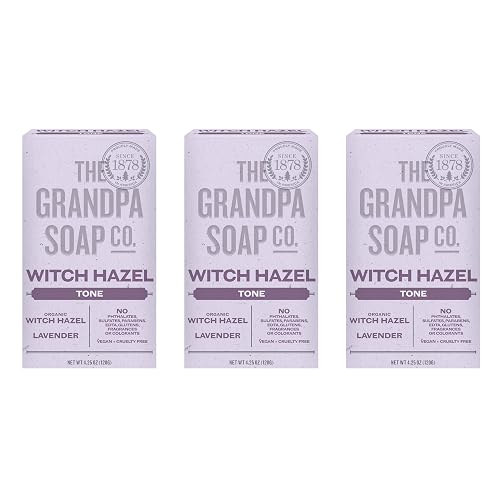 The Grandpa Soap Company Witch Hazel Bar Soap - Tones and Rejuvenates Skin, With Witch Hazel and Lavender, Provides a Relaxing Effect, Vegan, For Face Beauty & Personal Care The Grandpa Soap Company
