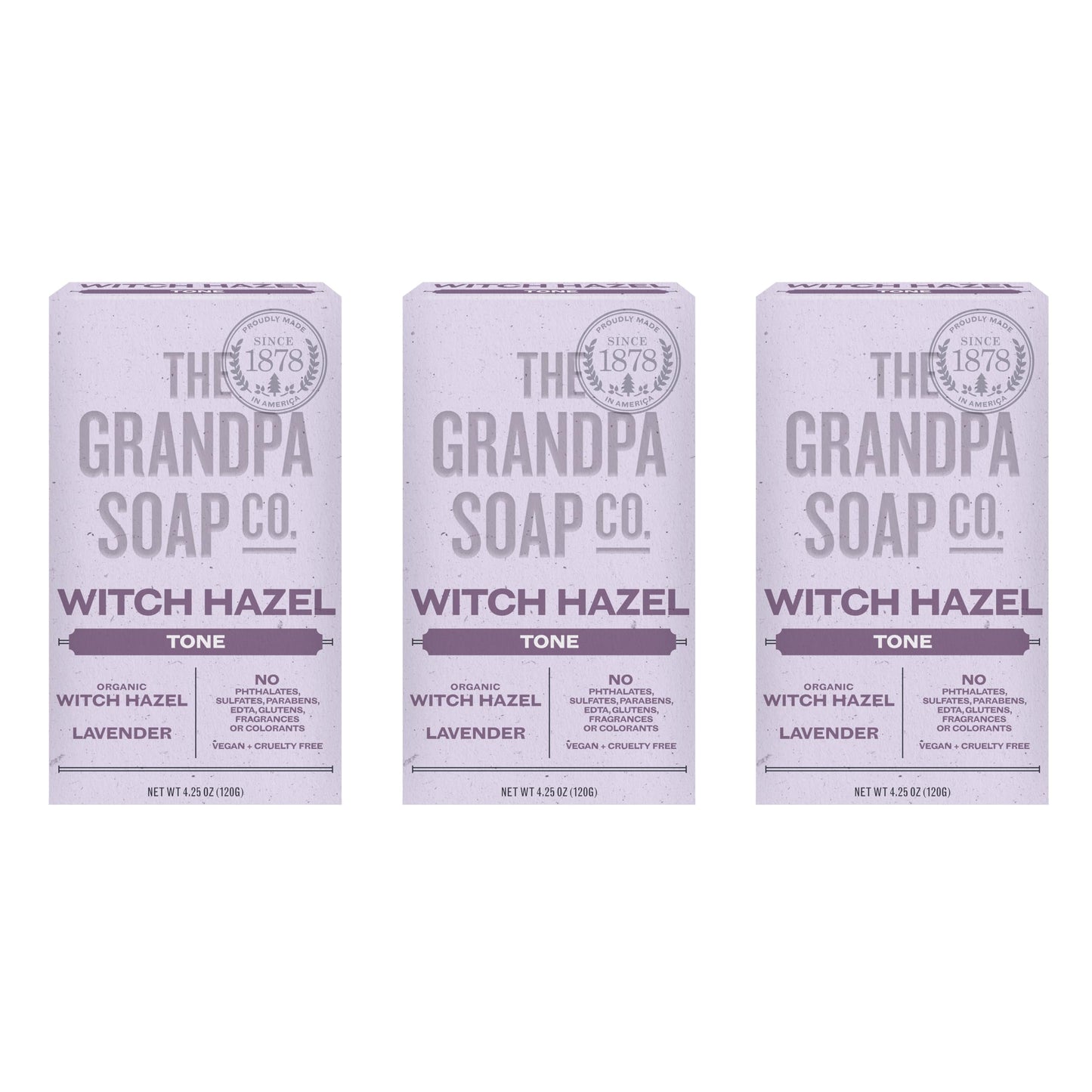 The Grandpa Soap Company Witch Hazel Bar Soap - Tones and Rejuvenates Skin, With Witch Hazel and Lavender, Provides a Relaxing Effect, Vegan, For Face Beauty & Personal Care The Grandpa Soap Company