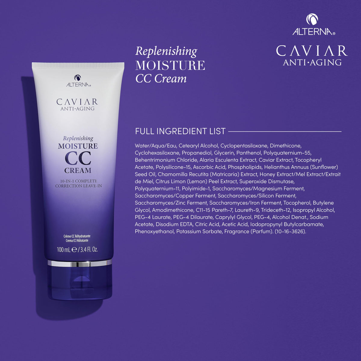 Alterna Haircare CAVIAR Anti-Aging Replenishing Moisture CC Cream, 3.4 Fl Oz |10-in-1 Hair Protection & Treatment Cream | Nourishes, Restores Beauty & Personal Care Alterna