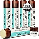 Kind Lips Organic Sweet Mint Lip Balm 5-Pack - Cooling, Refreshing Lip Care for Dry Lips • 100% Natural, Clean, Gluten-Free, Grain-Free • Made in USA Beauty & Personal Care Kind Lips