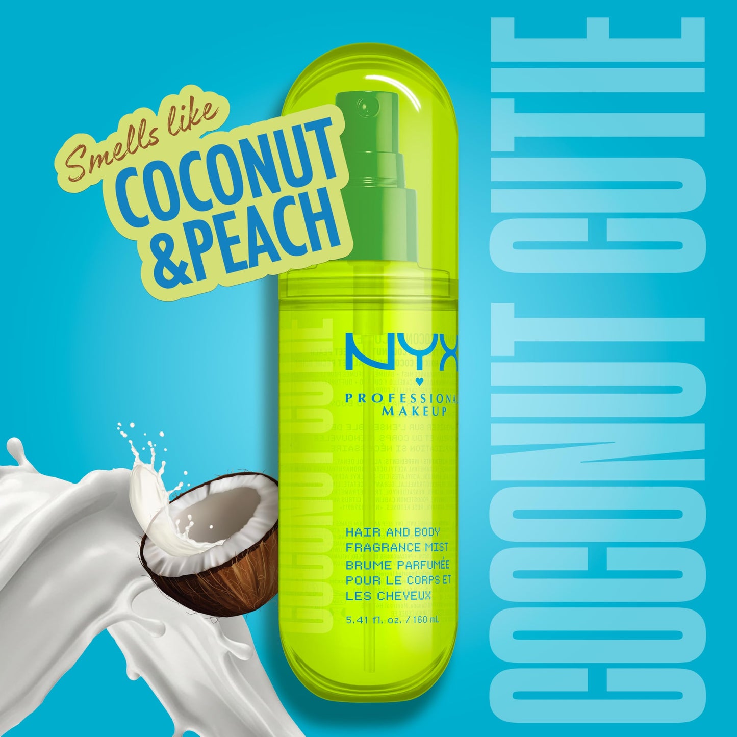 NYX PROFESSIONAL MAKEUP Fat Oil Fragrance Mist Perfume in Coconut Cutie, Coconut Scented Long Lasting Hair & Body Spray With Peach & Apple Notes Beauty & Personal Care NYX PROFESSIONAL MAKEUP
