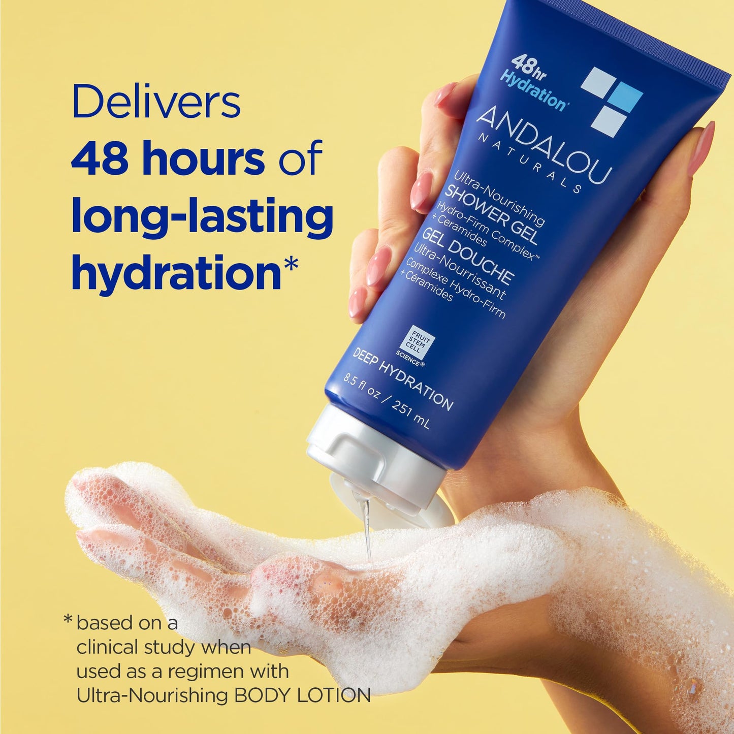Andalou Naturals Body Wash, Deep Hydration Shower Gel, Ultra-Nourishing Skin Care for Dry Skin with Hyaluronic Acid & Ceramides, Gentle Exfoliating Beauty & Personal Care Andalou Naturals