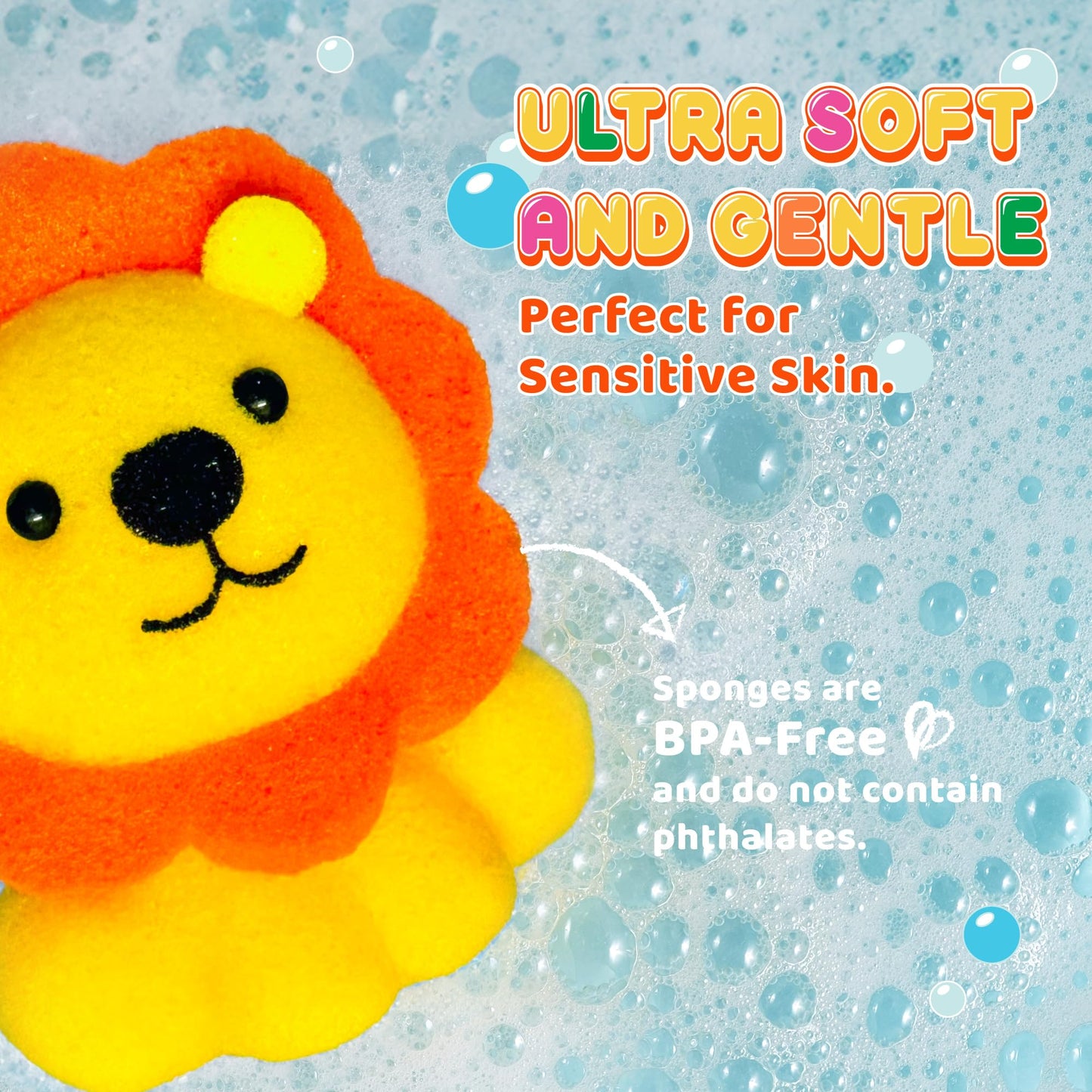 Spongentle Baby Bath Sponge Gift Set - Animal Kingdom Sponge 3 Pack - Bath Essentials for Baby Boys Girls Infants, Gifts for Newborn and Kids, Must Beauty & Personal Care Sunlite Sports