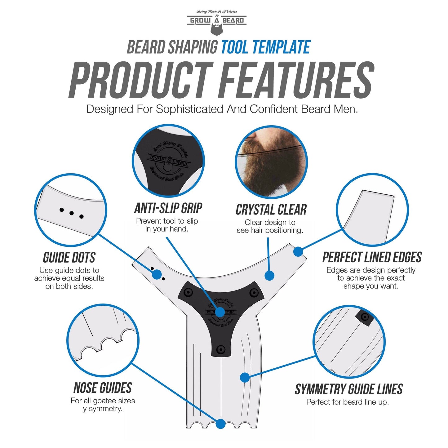 Beard Shaper & Beard Shaping Tool for Men, Beard Lineup Guide Template, Perfect for Styling and Edging, Includes Dual Action Beard Comb & Barber Beauty & Personal Care GROW ALPHA BEARD