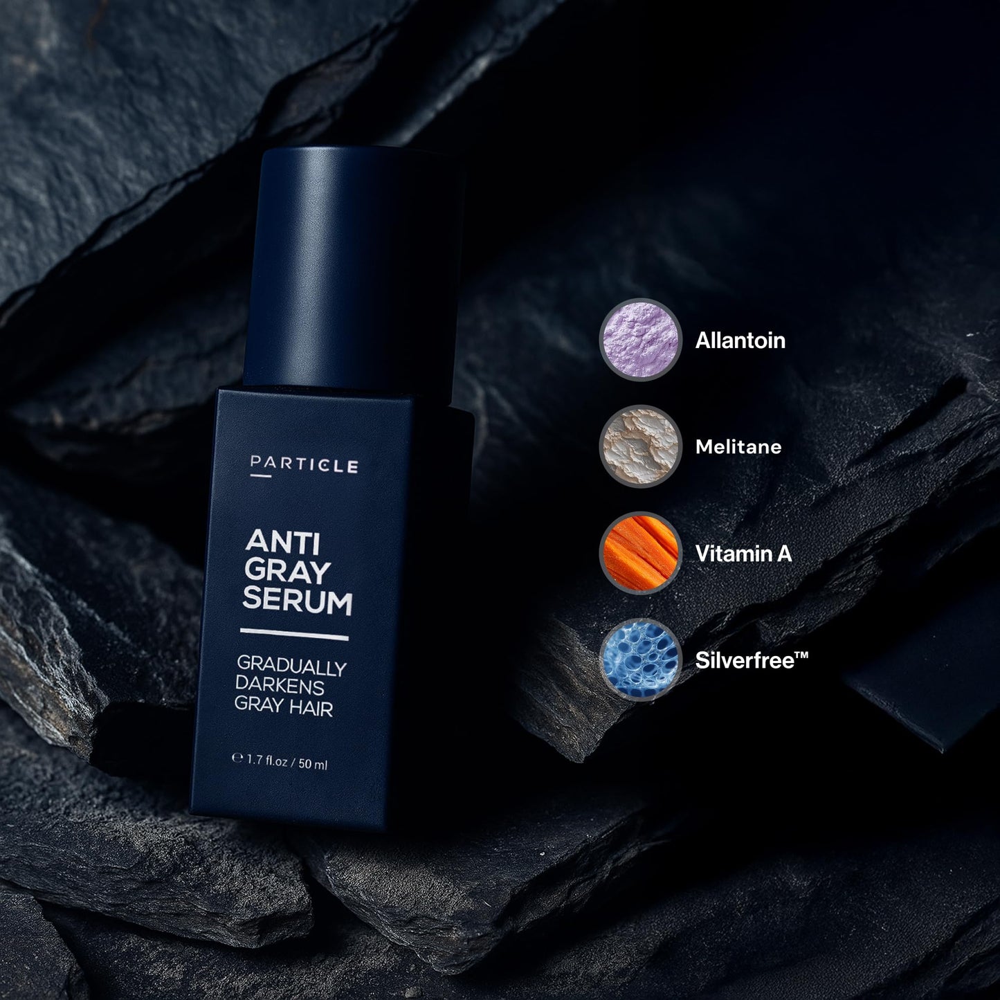 Particle Anti-Gray Serum for Men - Gradually Reduces Gray Hair on Head & Beard Without Dye - Natural Gray Reduction with Silverfree™, Vitamin A Beauty & Personal Care Particle