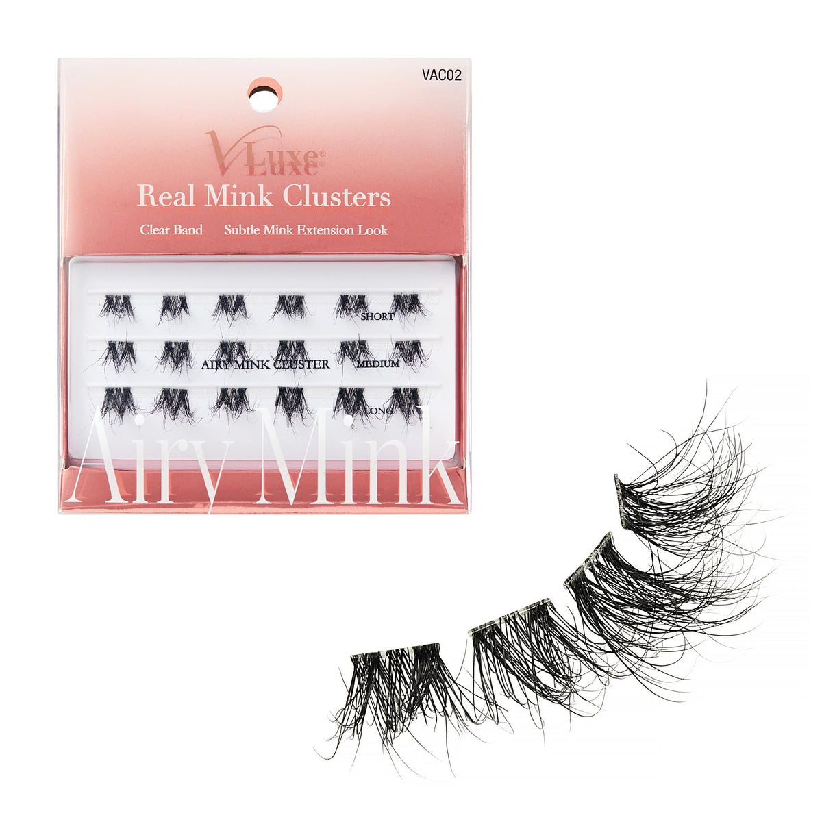 VLuxe Airy Mink Lash Cluster, 100% Real Mink False Eyelash Extension, Lightweight Clear Invisible Band for Natural Look, DIY Customizable Multi-Length