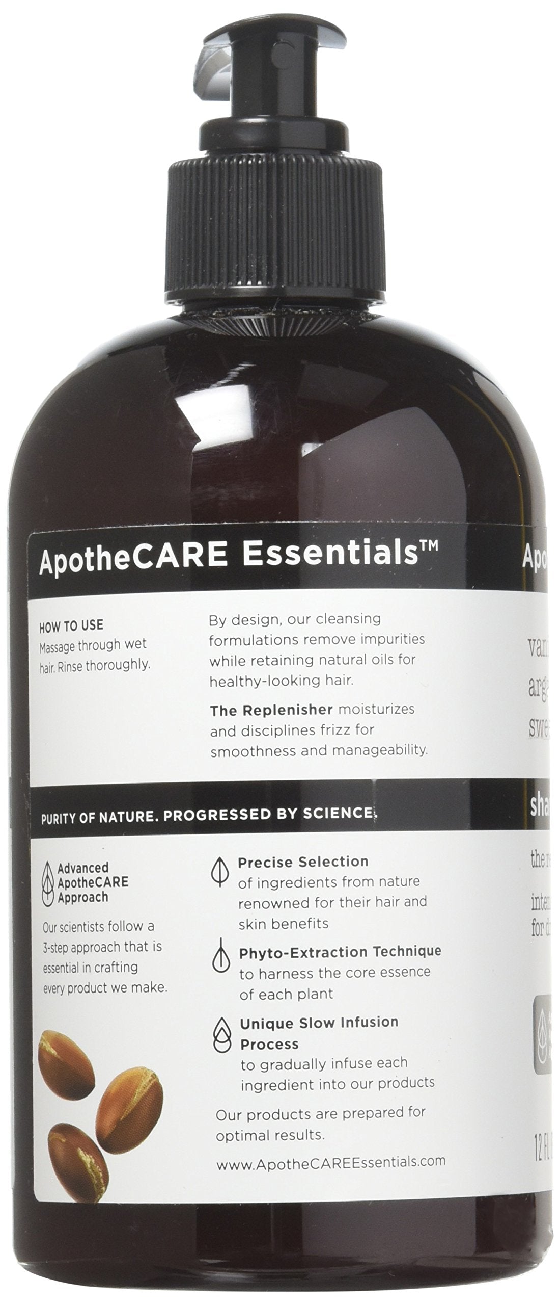 ApotheCARE Essentials The Replenisher Moisturizing Shampoo, Vanilla, Argan Oil, Sweet Almond, 12 oz Beauty & Personal Care ApotheCARE Essentials