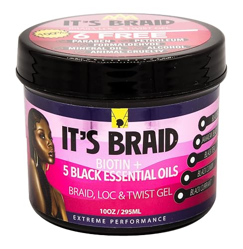 African Anti Aging It's Braid Braid, Loc, & Twist Gel With Biotin + 5 Black Essential Oils 10 Oz (Pack of 1) Beauty & Personal Care African Anti Aging