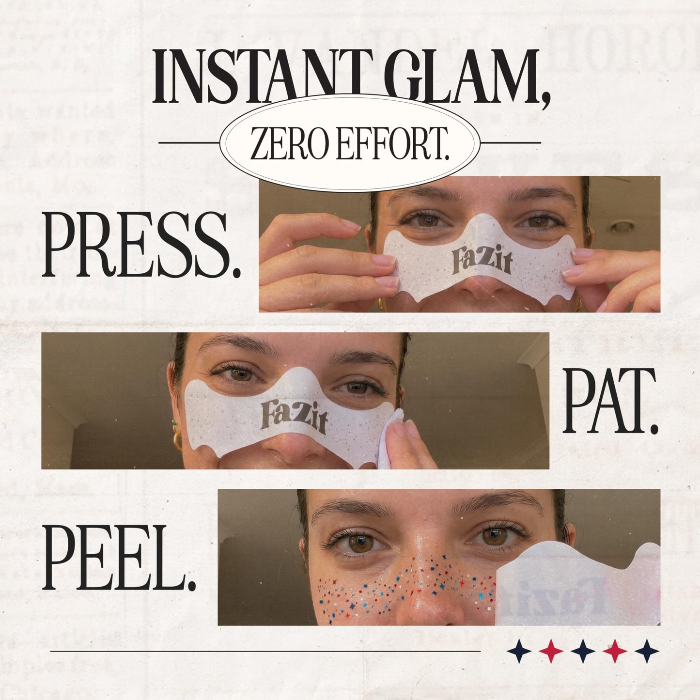 Fazit US Soccer Speckles - Red, Blue & Silver Glitter Makeup Patches - Waterproof & Sweat-proof Face Stickers - Long-Lasting Game Day Glam, USA Spirit Beauty & Personal Care Fazit