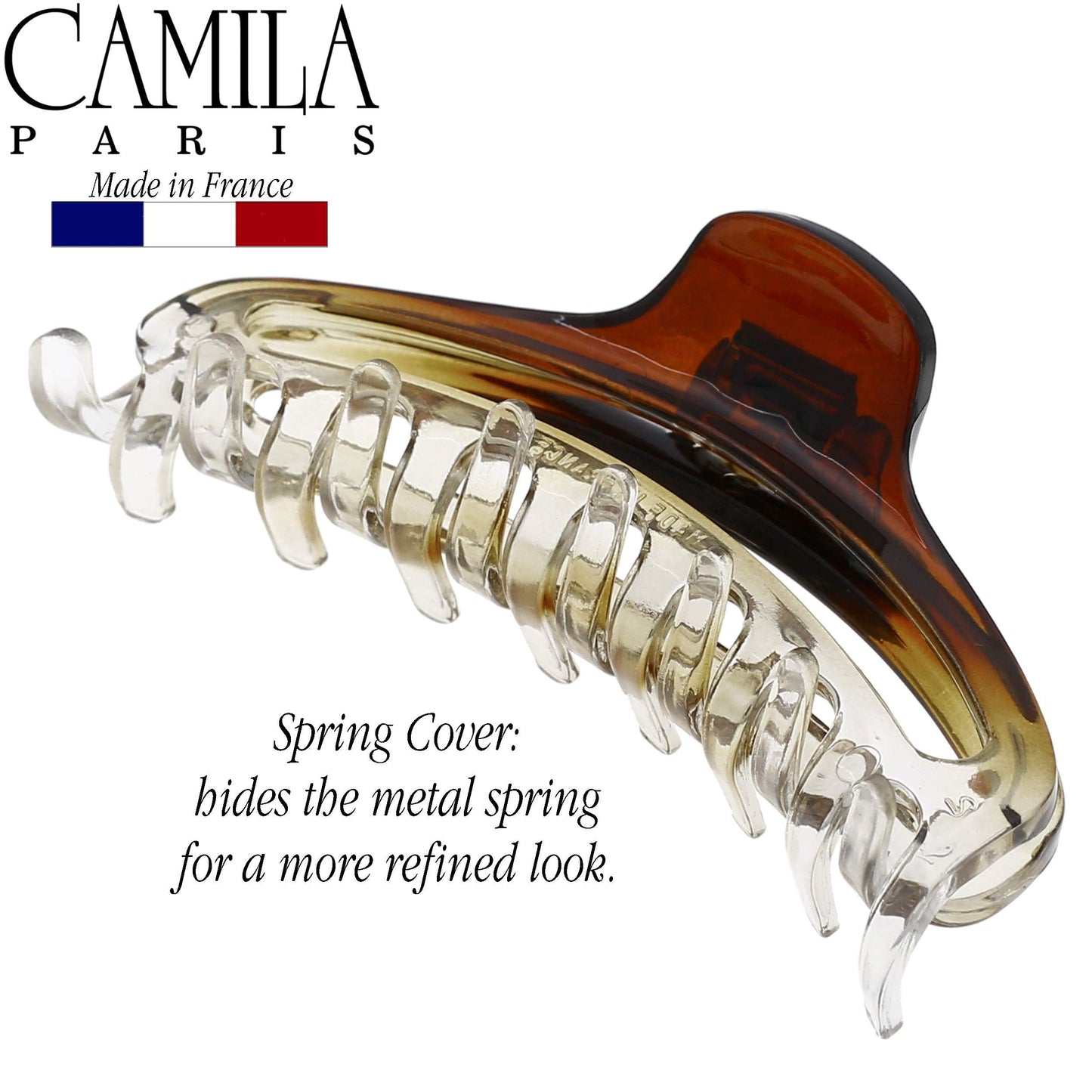 Camila Paris CP2380 French Hair Clip for Women, Medium Narrow, Brown / Cristal, Girls Hair Claw Clips Jaw Fashion Durable Styling Hair Accessories Beauty & Personal Care Camila