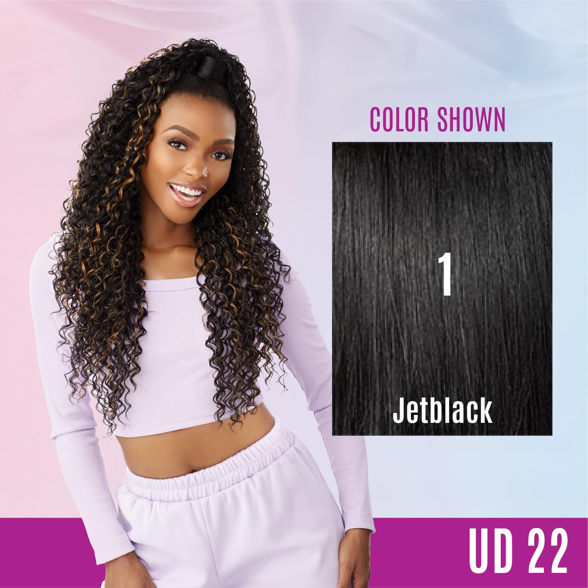 Sensationnel Instant Updown Halfwig Pony-Iud 22, 1 JETBLACK