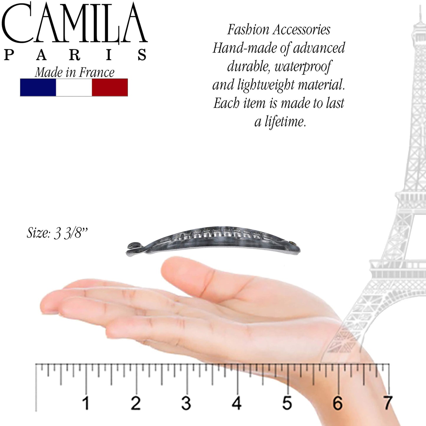 Camila Paris CP3103 French Extra Small Banana Clip Hair Comb for Fine Hair, Classic Banana Clips Hair for Thin Hair Ponytail Holder Interlocking Beauty & Personal Care Camila