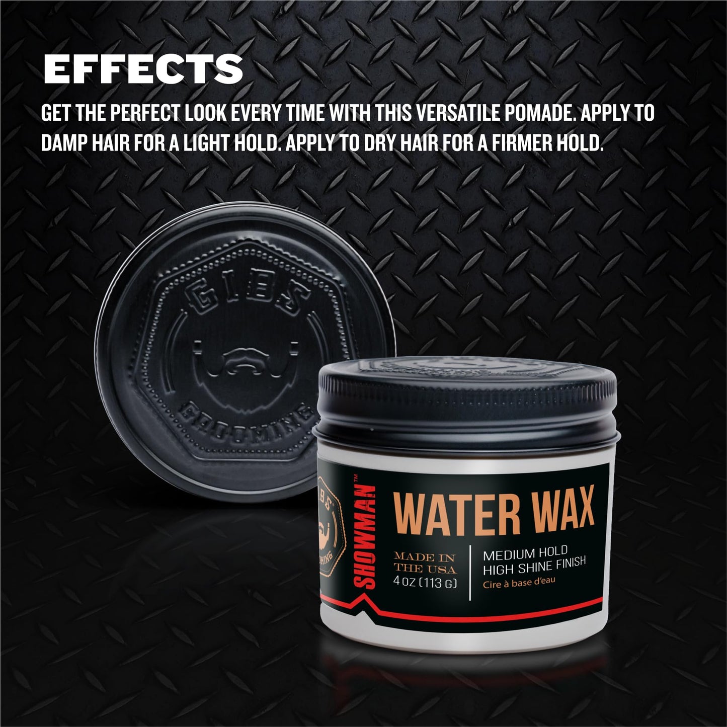 GIBS Water Wax, SHOWMAN-Medium Hold, Healthy High Shine, Water Based, made in USA, 4oz Beauty & Personal Care GIBS